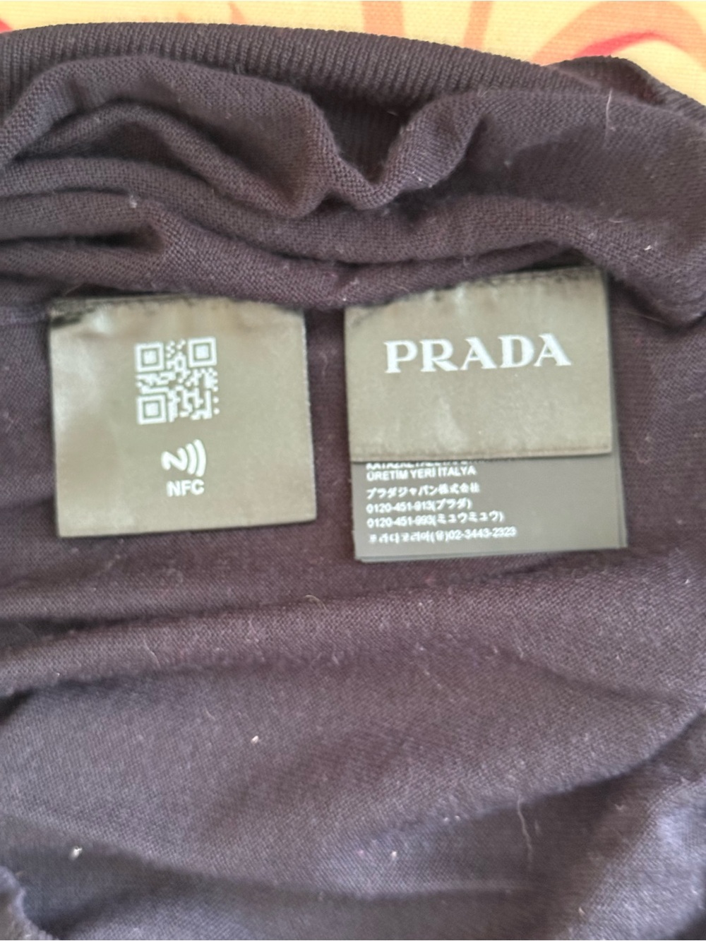 Prada Navy Cashmere Crewneck Sweater with White Logo - Picture 5 of 5